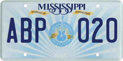 MS license plate ABP020