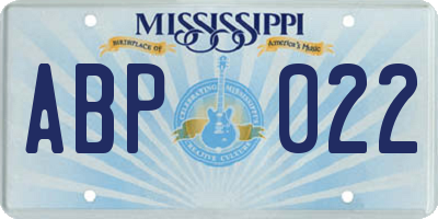 MS license plate ABP022