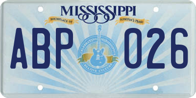 MS license plate ABP026