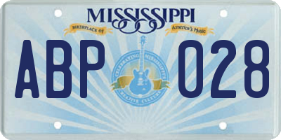 MS license plate ABP028