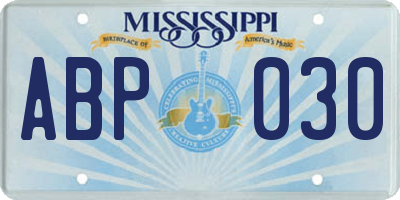 MS license plate ABP030