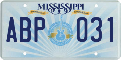 MS license plate ABP031