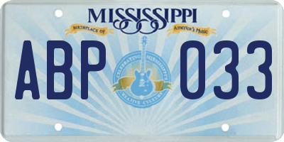 MS license plate ABP033