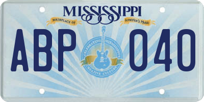 MS license plate ABP040