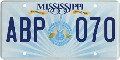 MS license plate ABP070