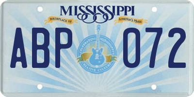 MS license plate ABP072