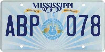 MS license plate ABP078