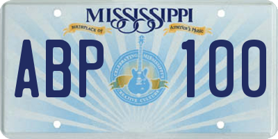 MS license plate ABP100