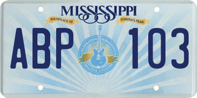 MS license plate ABP103