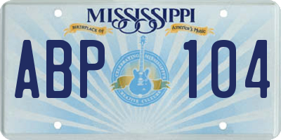 MS license plate ABP104