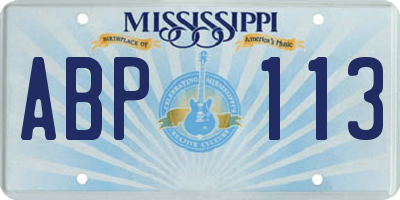 MS license plate ABP113