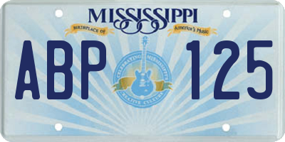 MS license plate ABP125