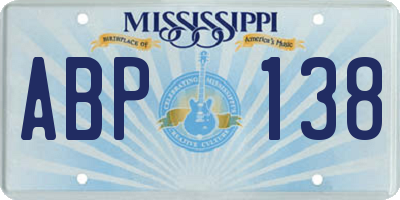 MS license plate ABP138