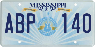 MS license plate ABP140