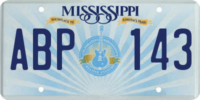 MS license plate ABP143