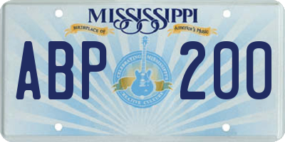 MS license plate ABP200