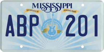 MS license plate ABP201