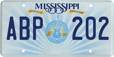 MS license plate ABP202