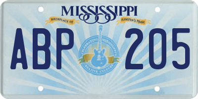 MS license plate ABP205