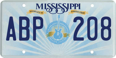 MS license plate ABP208