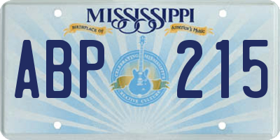 MS license plate ABP215