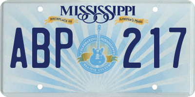 MS license plate ABP217