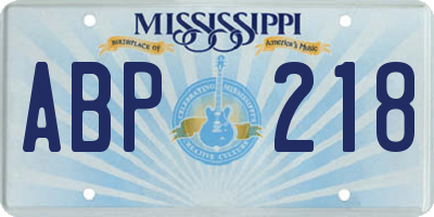 MS license plate ABP218