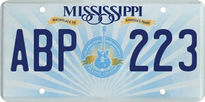 MS license plate ABP223