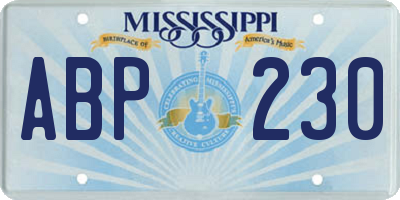 MS license plate ABP230