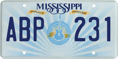 MS license plate ABP231