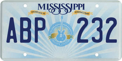 MS license plate ABP232