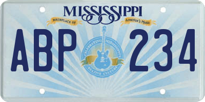 MS license plate ABP234