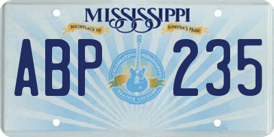 MS license plate ABP235