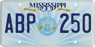 MS license plate ABP250