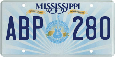 MS license plate ABP280