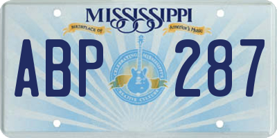 MS license plate ABP287