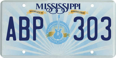 MS license plate ABP303