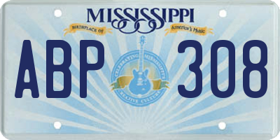 MS license plate ABP308