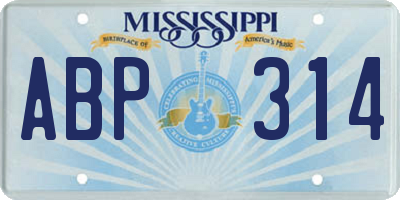 MS license plate ABP314