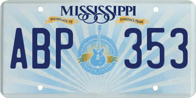 MS license plate ABP353