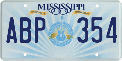 MS license plate ABP354