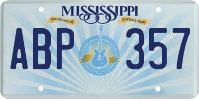 MS license plate ABP357