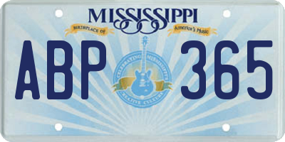 MS license plate ABP365