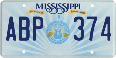 MS license plate ABP374