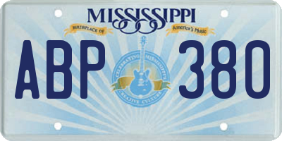 MS license plate ABP380