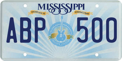 MS license plate ABP500