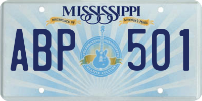 MS license plate ABP501