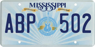 MS license plate ABP502