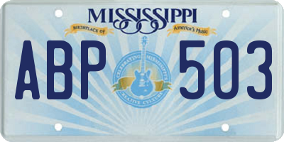 MS license plate ABP503