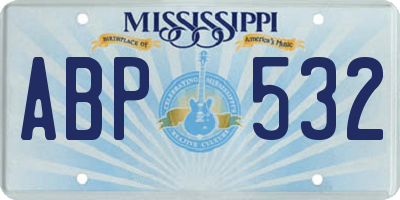 MS license plate ABP532